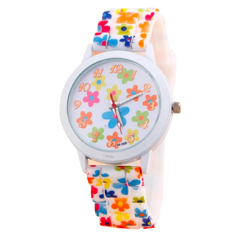 

2018 Hot Watch Women Girls Fashional Silicone Flower Printed Jelly Sports Analog Quartz Wrist Watches Bracelet montre femme A70