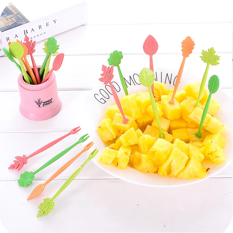 Cute Fruit Fork Set Stainless Steel Eco Friendly Plastic Decoration
