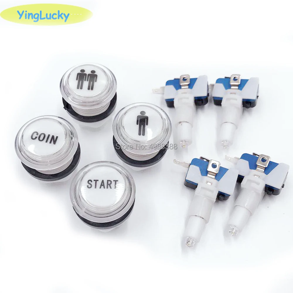 

Arcade Button Chrome Silver Plated 5V / 12V LED Illuminated Push Button 1P / 2P Player Start Buttons / 2x Coin Buttons