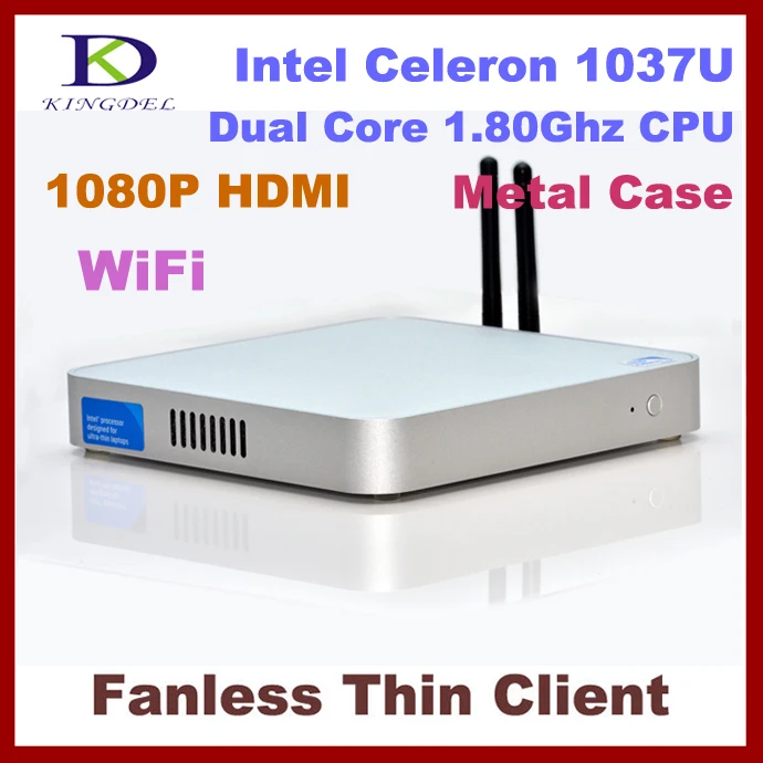  New Fanless Barebone Nettop computer, Mini Desktop PC, Intel Celeron Dual Core 1.8Ghz, 1080P HIMI,  WIFI, Metal Case 