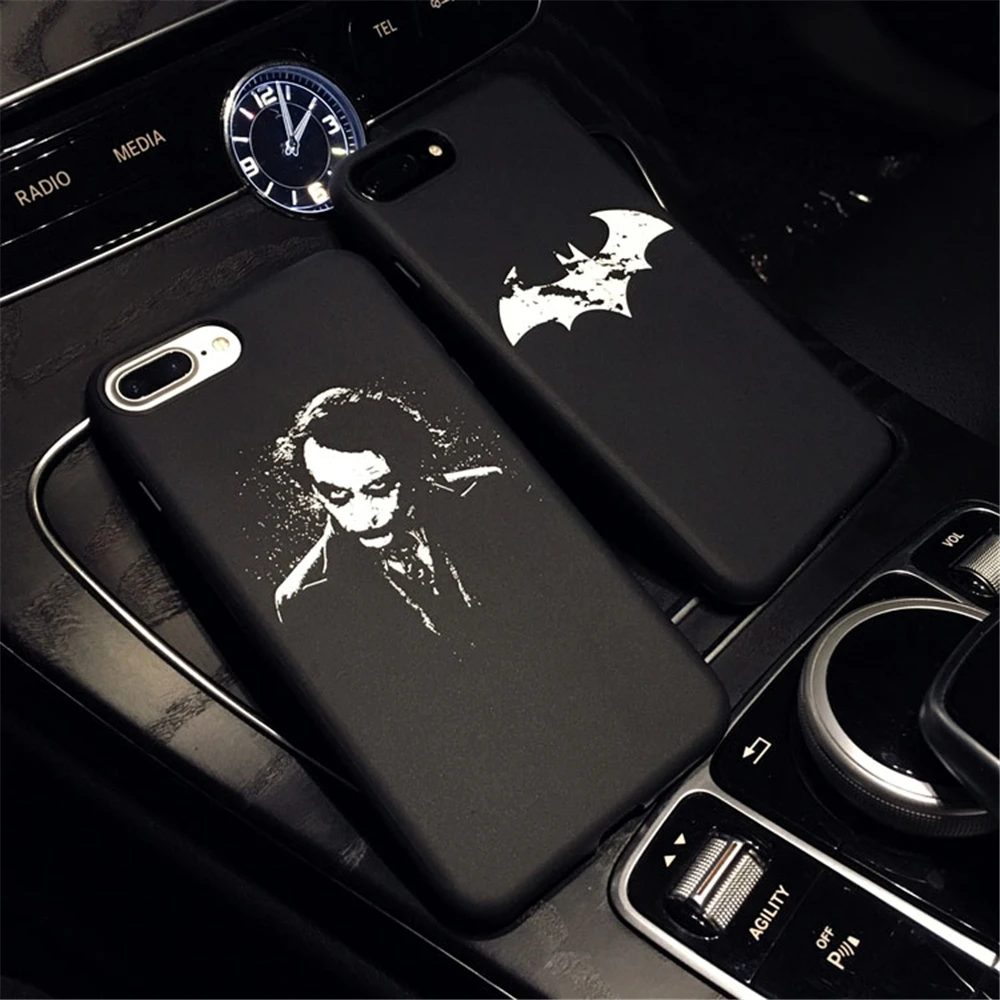 

Luxury Black Batman Clown Soft Scrub TPU Phone Case for iphone 5 5S SE Lovers silicone phone case For iphone 6 7 8 plus X cover