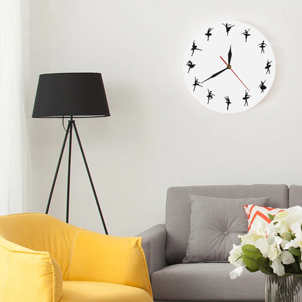 

1Piece Ballet Time Wall Clock Personalised Ballerina Dancer Clock Dancing Girls Silhouette Wall CLock Modern Iconic Clock