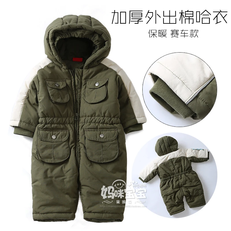 Новинка осени г. зимние комбинезоны одежда для маленького мальчика, для новорожденных, комбинезон из хлопка Детская куртка для младенцев теплый комбинезон с капюшоном; детская куртка