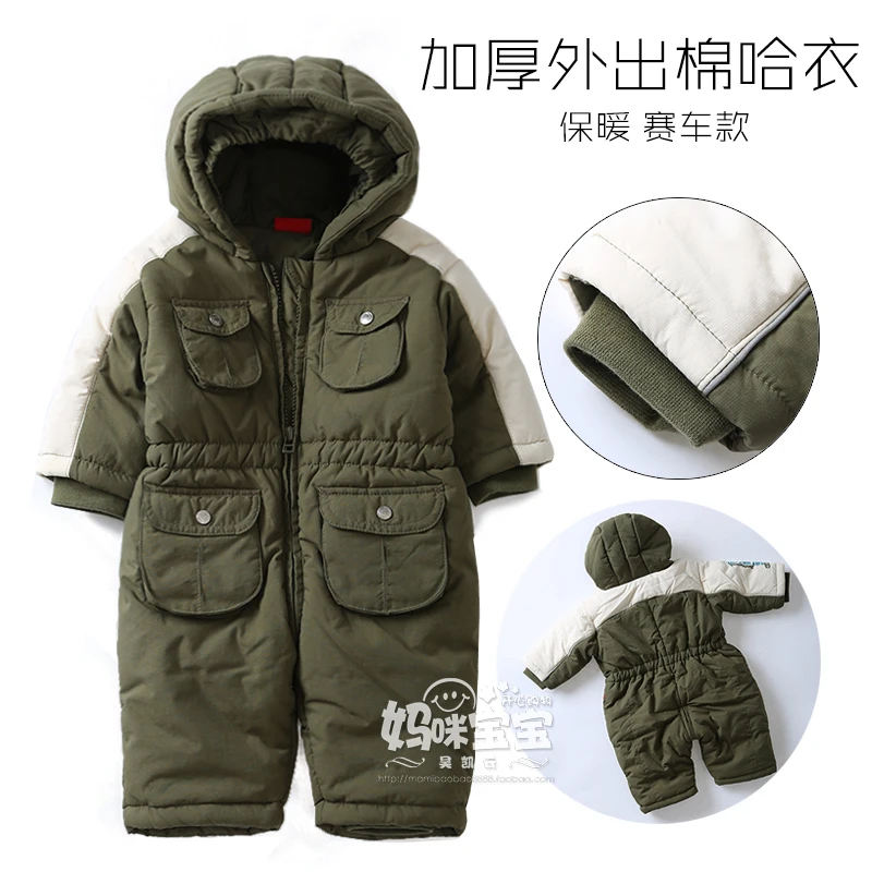 

New 2016 autumn winter coveralls baby boy clothes for newborns cotton rompers kids jacket infant warm jumpsuits children coat