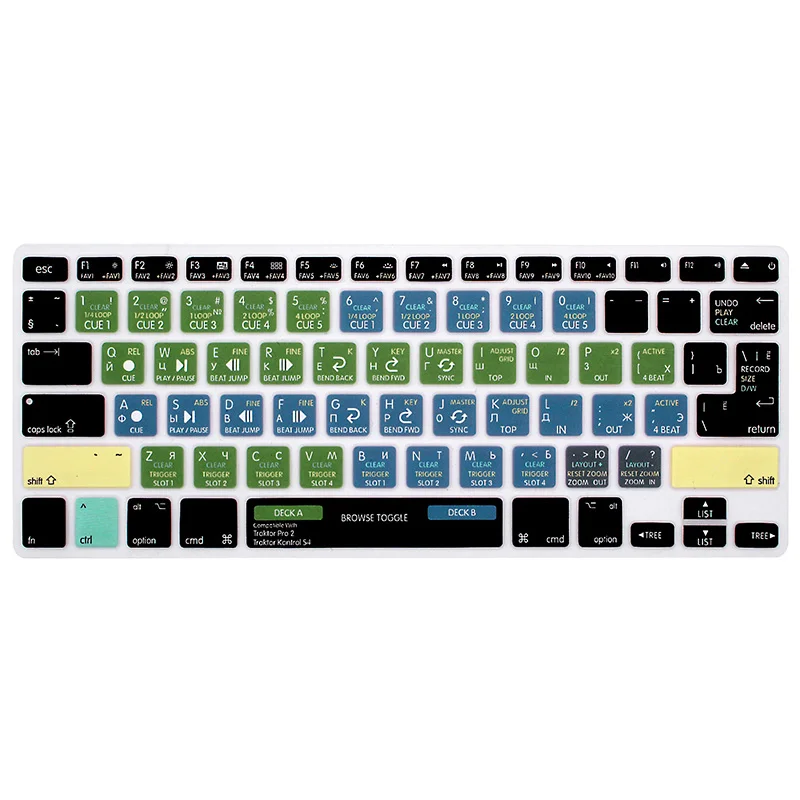 КРЗ Traktor Pro 2/мм S4 ярлыки горячих клавиш силиконовая клавиатура кожного покрова для MacBook Air Pro retina 13 15 "клавиатура протектор