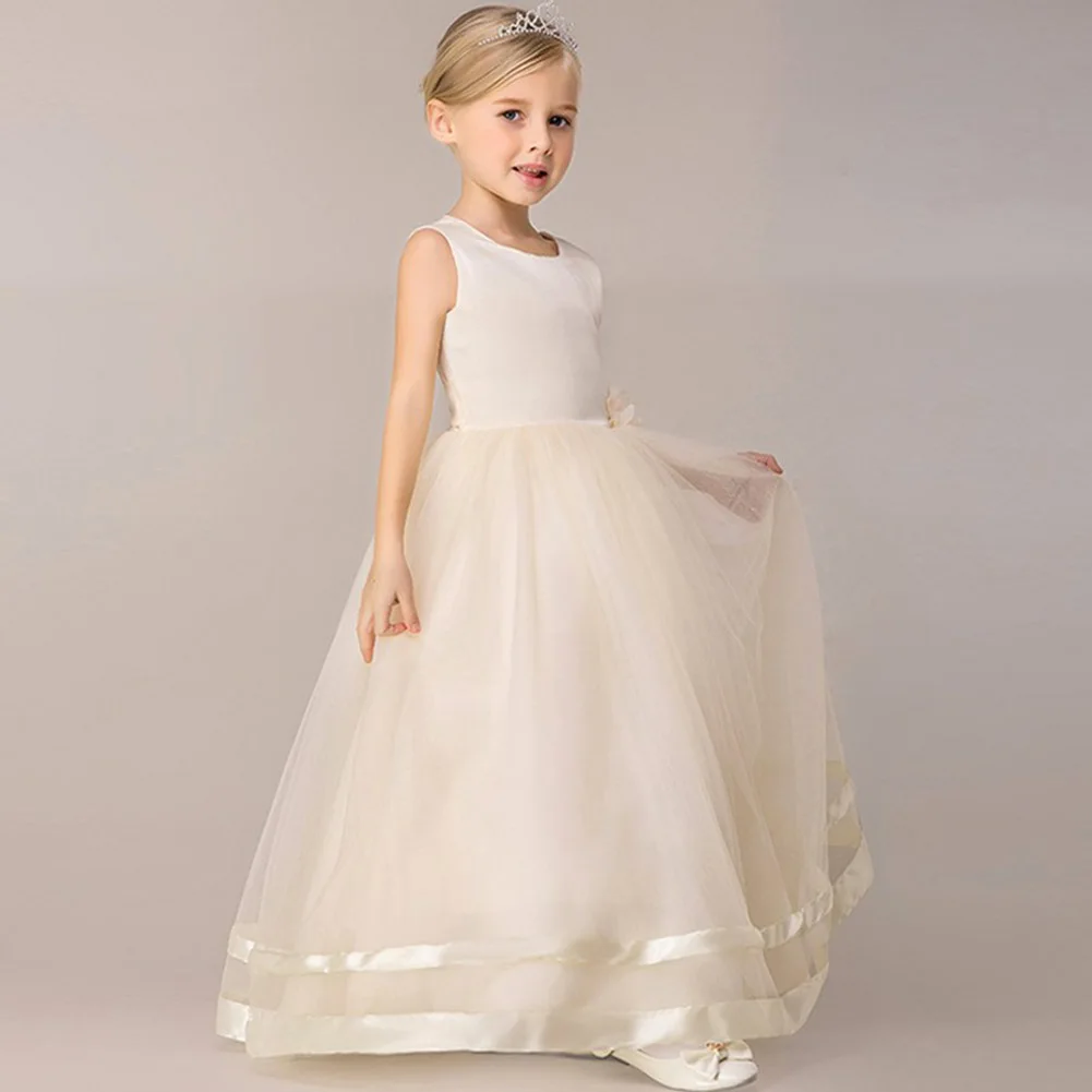 

White Red Girls Bridesmaid Dresses Wedding Pageant Birthday Party Gown Dress First Communion Princess Dresses for 4-14Y Girls