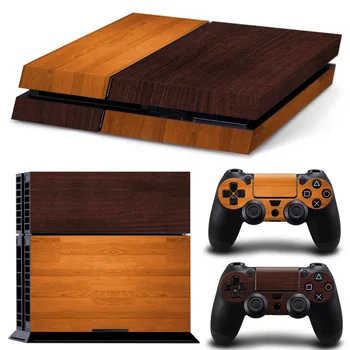 

Free drop shipping Dark Wooden Skin Wonderful Design Sticker for Sony PS4 Console + 2PCS Controllers Skin Decals #TN-P4-5206