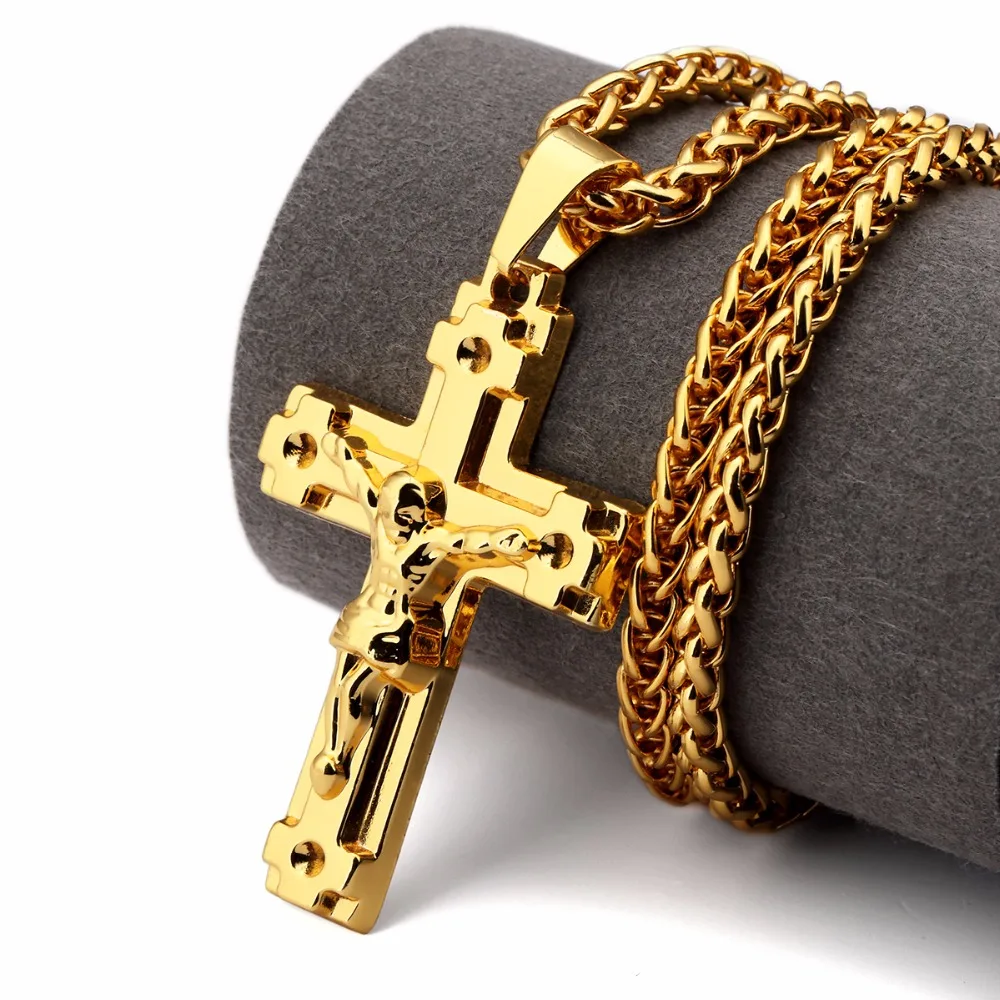 Religious Jesus Crossing Pendants Necklaces Men\Women Bling Church