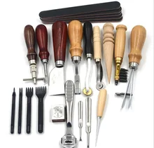 18PCS Leather Tools DIY Handmade Punch Edger Trench Device Belt Puncher Set Leather Craft Tools Stitching Carving Sewing Groover 19pcs leather tools craft punch kit stitching carving working sewing saddle groover diy drilling grinding needle buckle tool