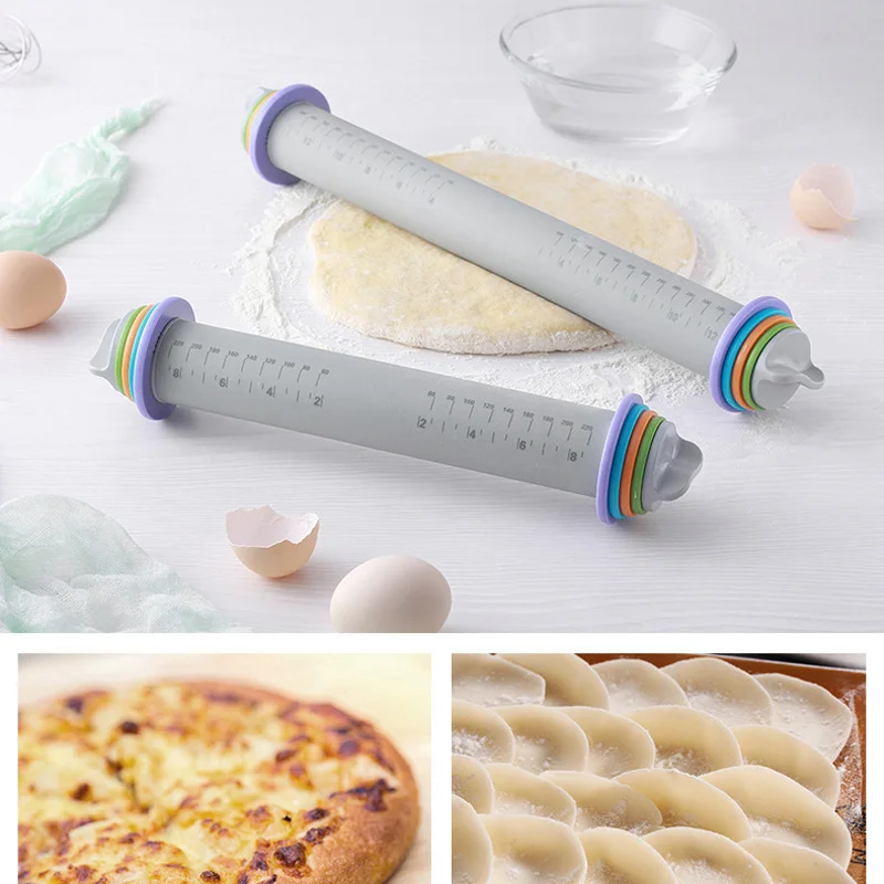 

Multifunctional Fondant Cake Pastry Roll Pins Thick Adjustable Silicone Rolling Pin Bakeware Tools LFD