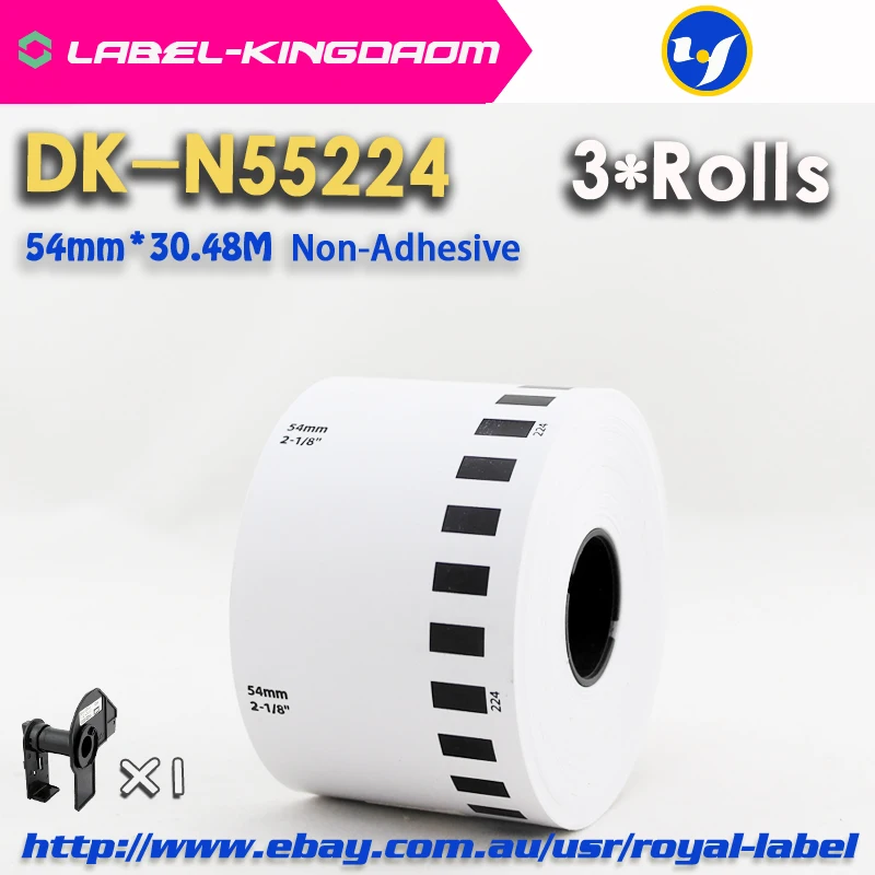 

3 Refill Rolls Compatible DK-N55224 Label Non-Adhesive 54mm*30.48M Continuous Compatible for Brother Label Printer