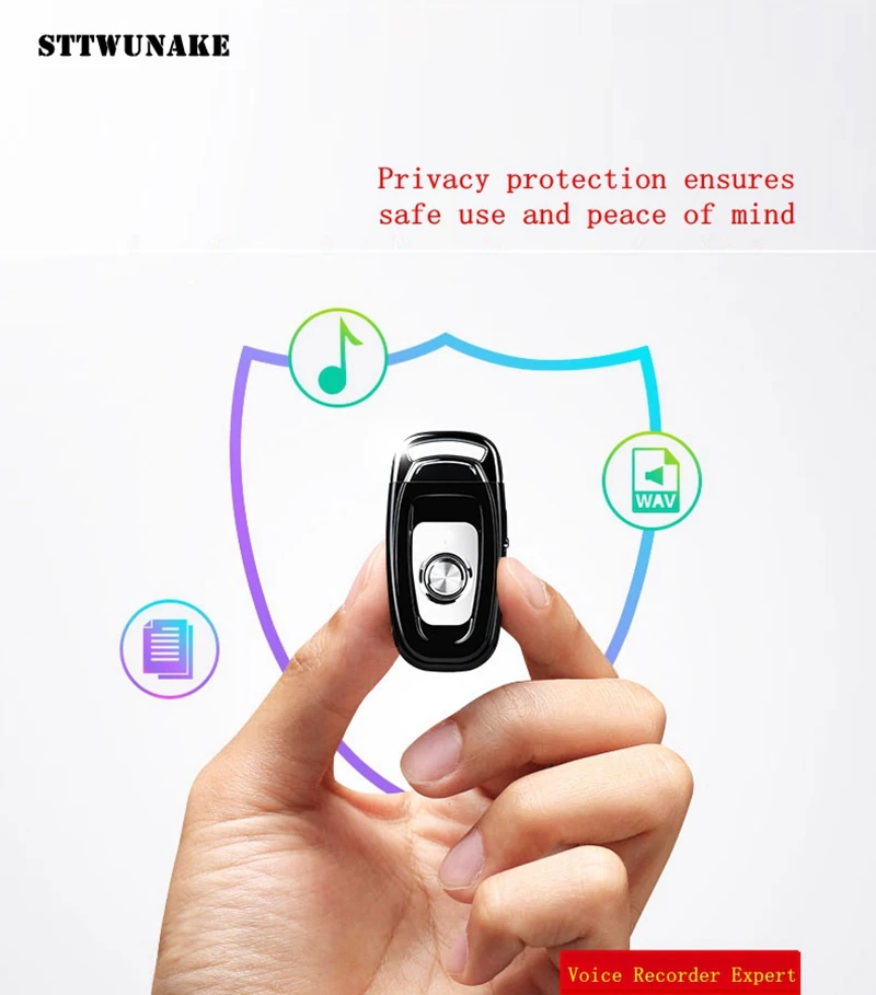 STTWUNAKE mini key hidden voice recorder Professional Digital 8GB HD noise reduction Time stamp Spy voice recordeing