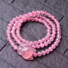 3 ряда натуральный красный клубника кварц кристалл лиса бусины браслет AAA 6 мм