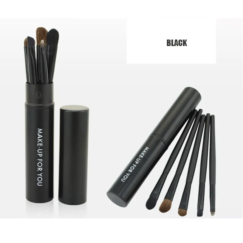 Professional Pony Hair Eye Makeup Brushes Set Eyeliner Eye-shadow Blending Brush 5PCS Tool Kit + Round Tube (1)