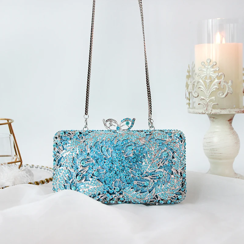

Female Day Clutch Women Handbags Sky Blue Diamond Celebrity Party Christmas Evening Bags Phone Clutch Purse Wedding Date Bag