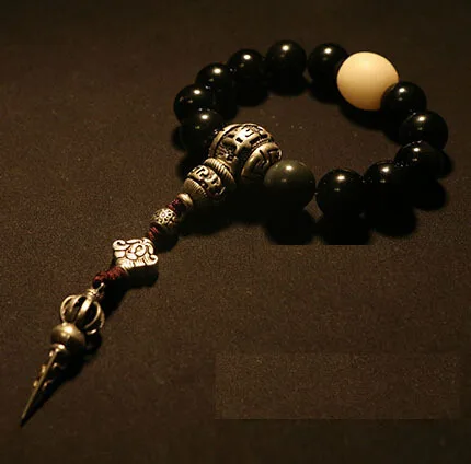 Blessed Mala Bracelet Tibetan Rosary Beads Buddhist Prayer Blessed Mala Bracelet Tibetan Rosary Beads Buddhist Prayer Wrist Obsidian Om Guru Bead In Strand Bracelets From Jewelry