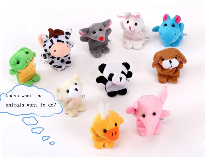 10pcs/lot Animal Cartoon Biological Finger Puppet Plush Toys Baby Cloth Educational Hand Toy Story Finger Dolls NEWST