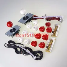 Genuine SANWA OBSF-30, Reyann Push Buttons & SANWA Joystick & PC Encoder For Arcade Mame Game & Raspberry Pi Project -White+Red