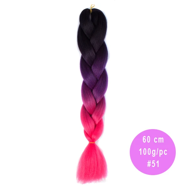 AliRobam Ombre Jumbo Braids Hairstyles Hair For Russian Women Big Box Braids Colors Synthetic Braiding Hair 24'' 100g - Цвет: #26