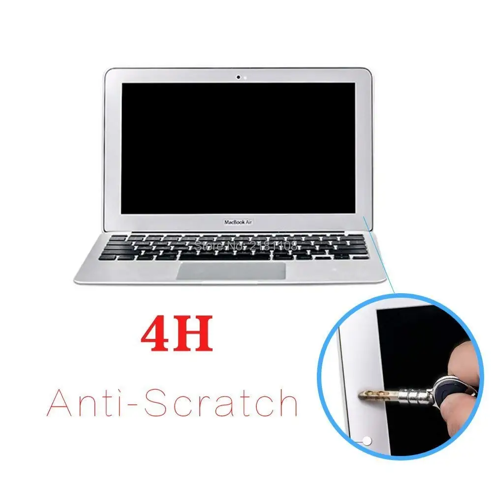 Bubble Free LCD Screen Protector Silver Frame Apple Macbook Air 13.3" A1369 A1466