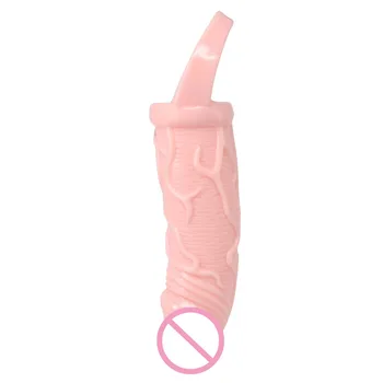 Strap on Delay Penis Sleeves Realistic Dildo Fake Penis Extension Cock With Ring Sex Toys for Men 4