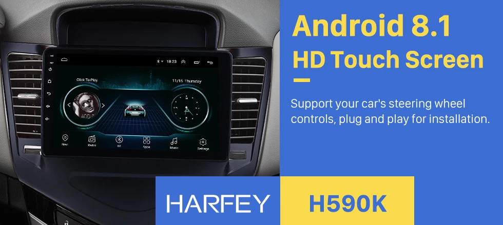 Flash Deal Harfey 9" Android 8.1 for 2013 2014 2015 Chevrolet Cruze car multimedia player Radio with GPS Navigation Bluetooth USB OBD2 0