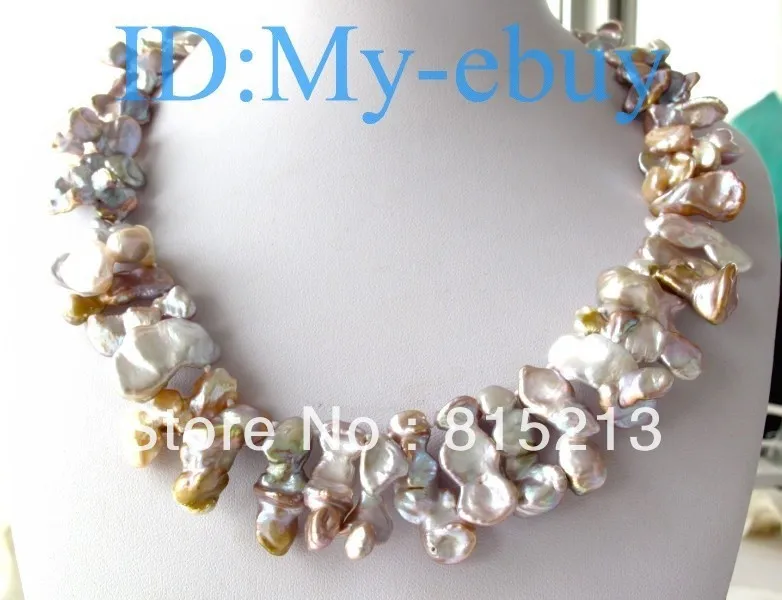 

N1026 Long 30mm Purple Keshi Keishi Petal Pearl Necklace 925 Silver Clasp N Discount NEW