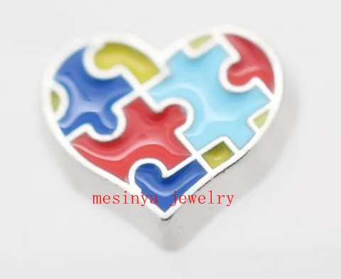 

10pcs Mesinya Heart Autism Jewelry Custom Floating Elements Charms for Glass Locket