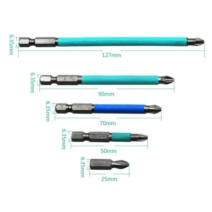 5 шт. 1/4 дюйма шестигранным хвостовиком магнитные Нескользящие электрической отвертки Биты PH2 один крестовыми CLH @ 8