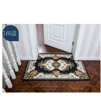 Европейский стиль коврик с цветочным принтом ковер для гостиной Свадебные ковры кухонный коврик толстый домашний декор - Цвет: blue