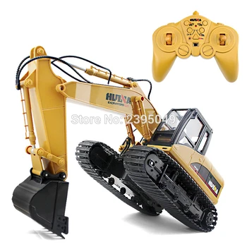 

New Excavator Contral Toy 15 Channel 2.4g 1/12 Rc Plastic Excavator Charging RC Car Battery Kid Toy For Children Excavator HuiNa