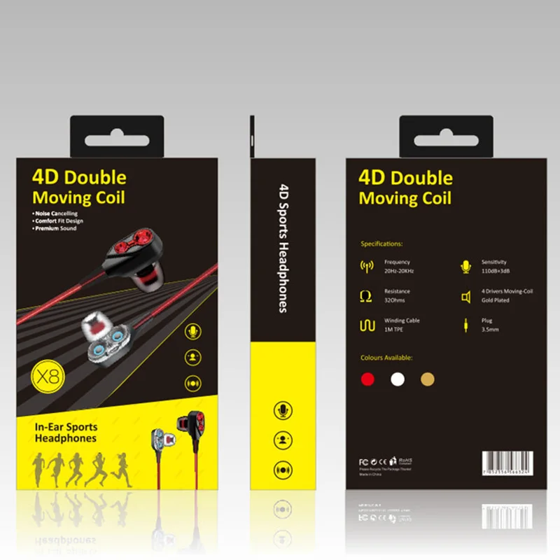 Проводные наушники с HD микрофоном 3D стерео эффект объемного звучания Спортивная