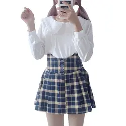 Mori girls Осенняя женская рубашка kawaii с длинным рукавом Питер Пэн воротник белая блузка пуговицы Лолита рубашка японская школьная форма