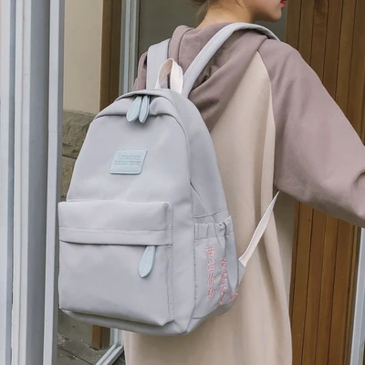 Розовый брендовый рюкзак высокого качества, водонепроницаемая нейлоновая сумка для отдыха или путешествий, однотонная посылка в японском стиле с китайскими персонажами - Цвет: Серый