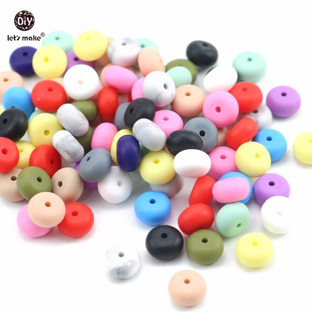 

Let's Make Baby Silicone Teething Saucer Loose Beads 200pc Abacus Bead Food Grade Teether DIY Jewelry Teething Necklace Beads