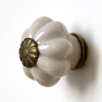 

25mm Small Ceramic Pumpkin Shape Knobs Cabinet Drawer Hardware Handle Grey Ceramic Jewelry wooden Box Furniture Knob pull