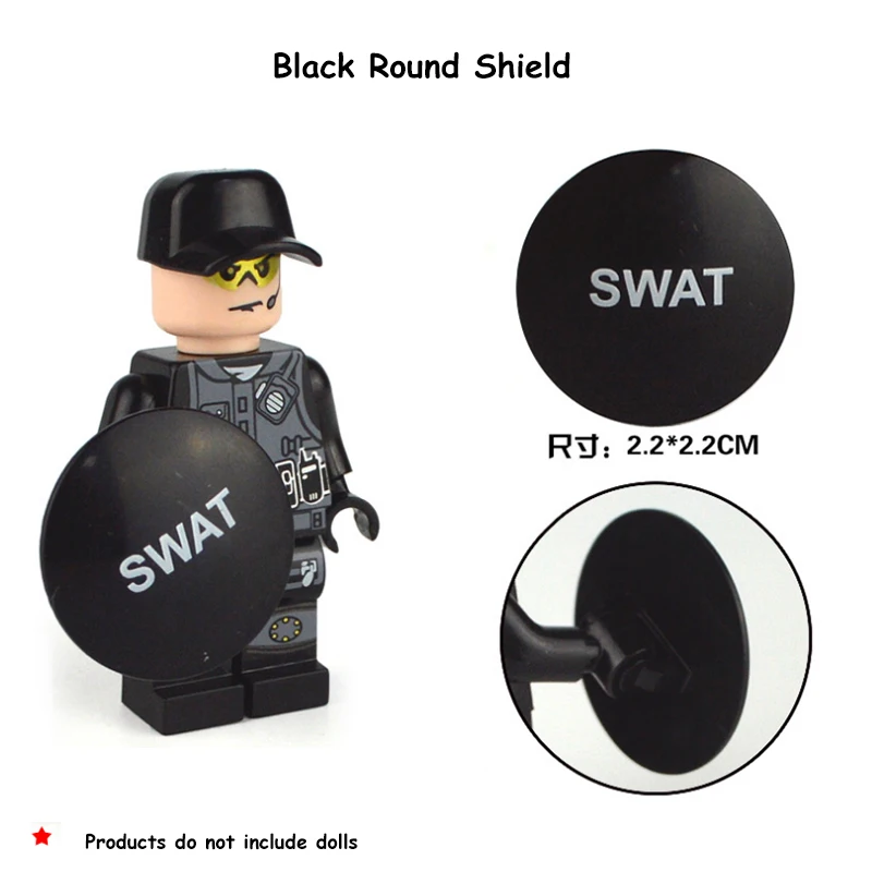 

10pcs/lot Military SWAT MOC Police Shield Building Block Compatible legoingly Army Soilder Special Forces Equipment Brick Toys
