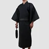 3pc/set Kimono suit Male Traditional Japanese Kimono with Obi Mens 100% Cotton Bath Robe Yukata Man Kimono Nightgown A52603 ► Photo 1/5
