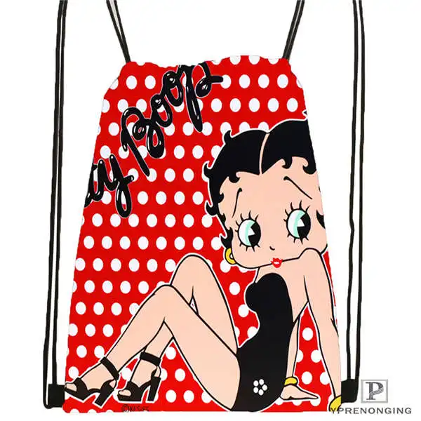 На заказ betty-boop-вариант походная сумка на шнурке милый рюкзак для детей(черная спинка) 31x40 см#20180611-02-79 - Цвет: Drawstring Backpack