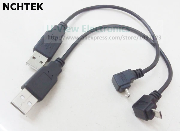 Nchtek Подпушка под углом 90 градусов Micro USB кабель зарядки для i9500 i9300 N7100 S2 i9100 около 25 см/ /2 шт