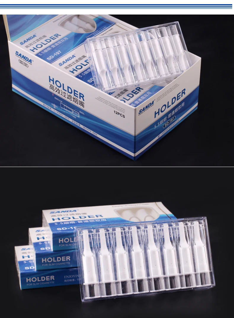 Sanda 2 in 1 2 use For Men's Cigarette and Women's Slim Cigarette disposable Cigarette filters Cigarette Holder 96 filters/lot