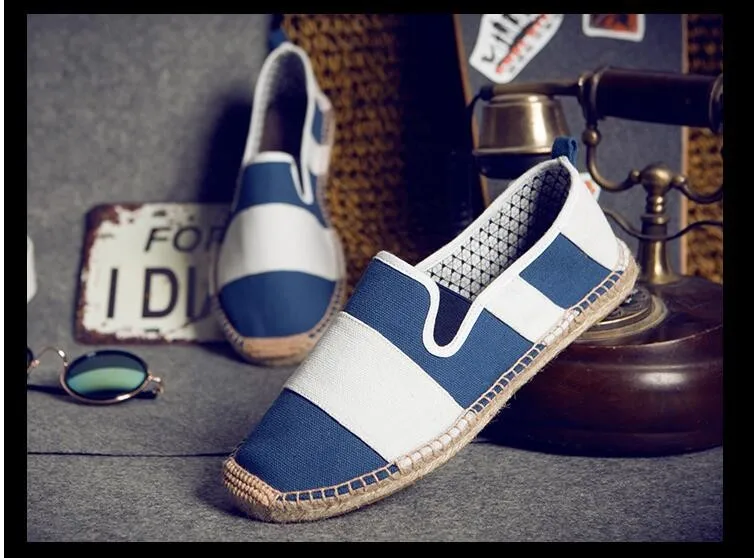 Branded Men's Fisherman Summer Casual Canvas Espadrille Flat Shoes Natural Jute Insole Moccasins Fashion Slip-On Loafers Shoes (4)
