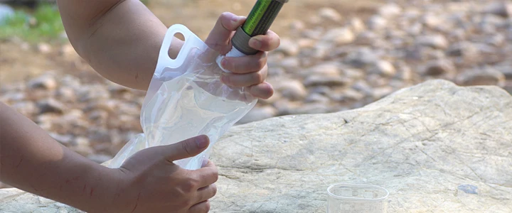 Satisfy water need for group and family outdoor activities with this emergency gravity fed water filter system.  This gravity water filter system is not a single user suck up straw. It is a perfect solution for a group people filtration needs when they are on the go.