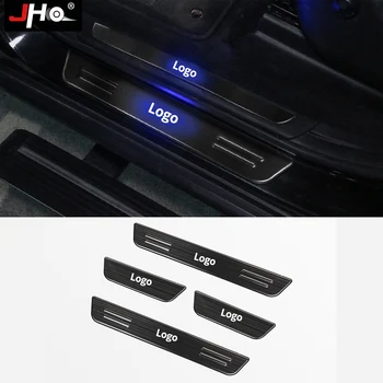 

JHO Steel LED Light Door Sill Plate For Jeep Grand Cherokee 2011-2018 12 13 14 15 16 17 Scuff Scratch Guard Protector Accessorie