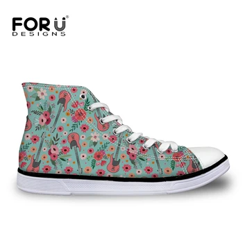 

FORUDESIGNS Children's Sneakers Running Shoes Children Shoes for Girls Music Guitar Printing Kids Football Boots High Top Shoes