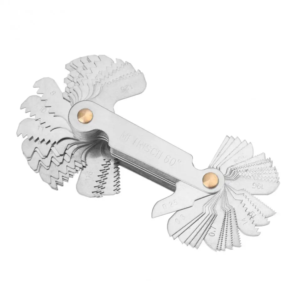 60 Degree Thread Screw Pitch Gauge 58 Blades Set Metric + Inch System