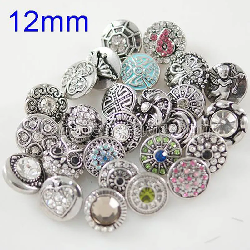 

New fashion 12mm mini snap button rhinestone snap jewely for bracelets necklace pendant jewelry KB9900-MIX-S