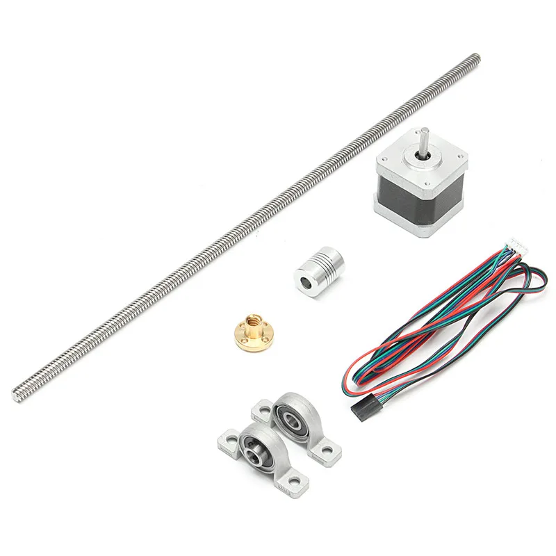 

1x400mm Lead screw + 1x Screw Nut +2x Mounted ball bearing + 1x Shaft coupling +1x Motor For 3D Printer