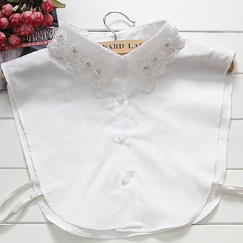 

Sweet retro flower collar pearl flash drill fashion collar Female Rhinestones White Cotton Decorative Shirt Fake Collar