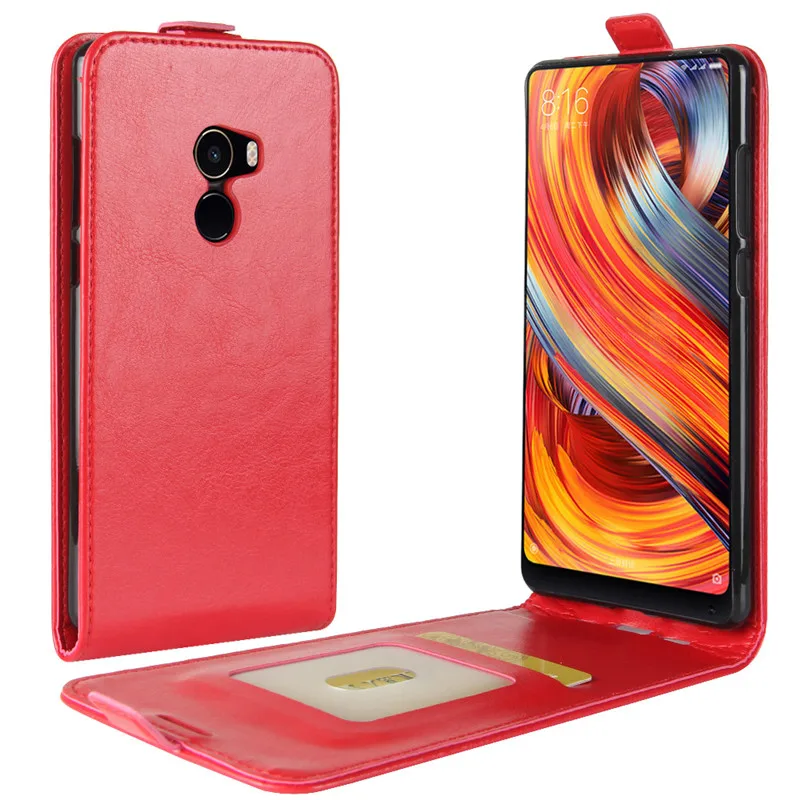 Сумка для телефона для Xiaomi mi Mix 2 Чехол mi x 2 роскошный кожаный Вертикальный флип-бумажник чехол для телефона xaomi xiomi mi x2 - Цвет: red